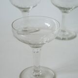 set of 5 engraved crystal champagne glasses 1950