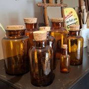 Set of 7 apothecary bottles