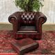 90s red leather Chesterfield armchair