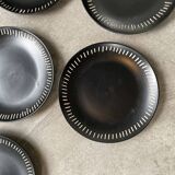 7 black ceramic plates