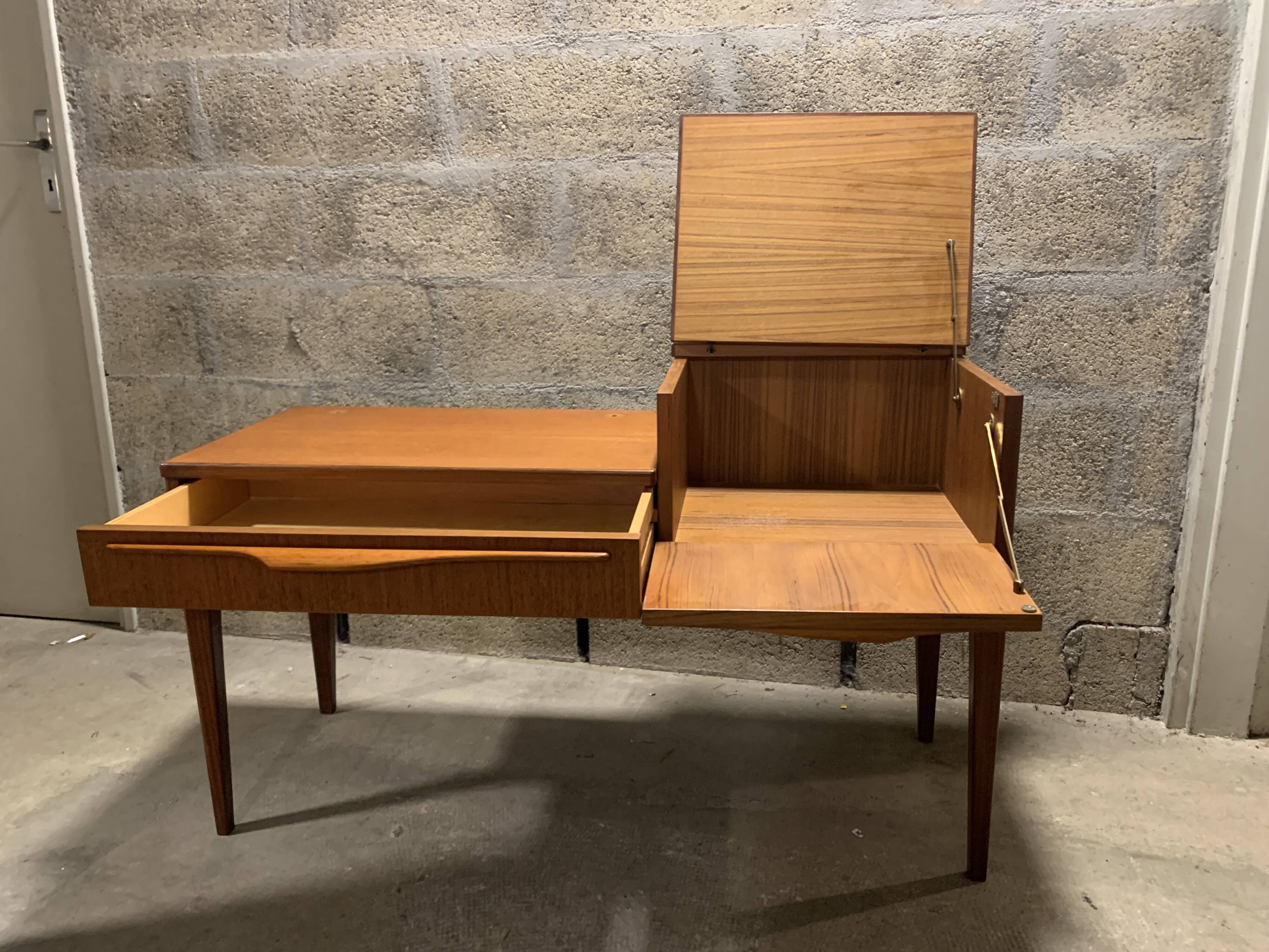 Vintage Scandinavian design retro teak entryway console table