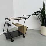 Perforated metal serving trolley style Mathieu Matégot