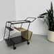 Perforated metal serving trolley in the Mathieu Matégot style