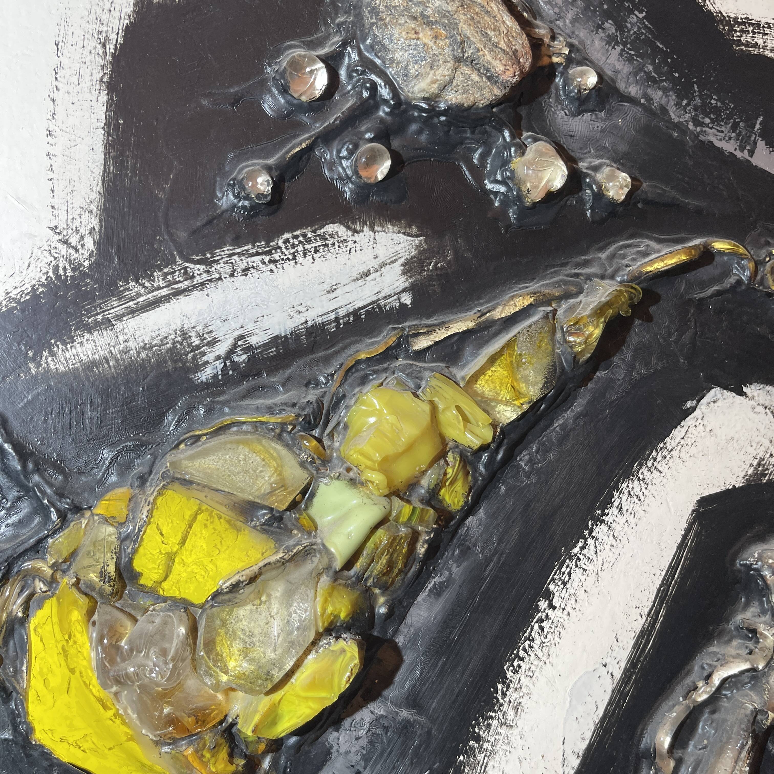 Abstract table, Gilbert AUQUIERE "Fusion XXI" mixed media, 1965