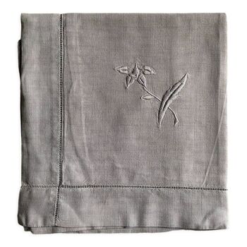 Antique pillowcase in linen and cotton grey mouse