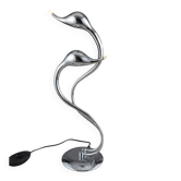 Lampe à poser sculpturale en métal chromé, Wofi leuchten, Allemagne