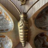 XL butterfly-shaped brass cloisonné trinket tray