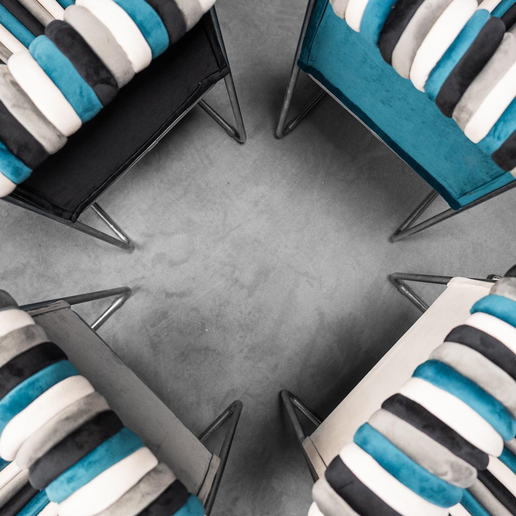 Set of 4 chairs toothpaste velvet 70s vintage