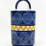 Robert Picault – Enamelled earthenware utensil holder in blue and yellow – Vallauris