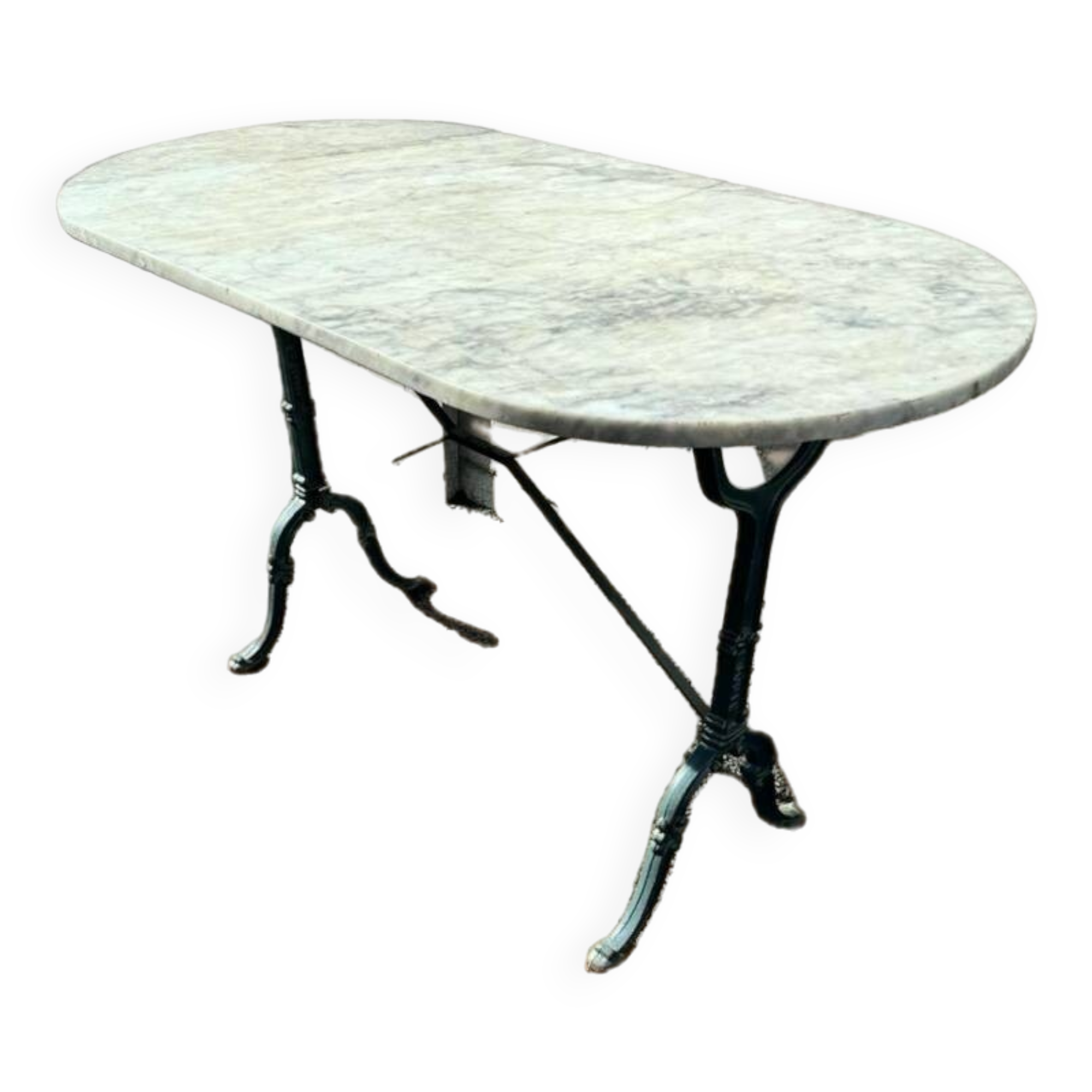 Godin cast iron and marble bistro table. 50's