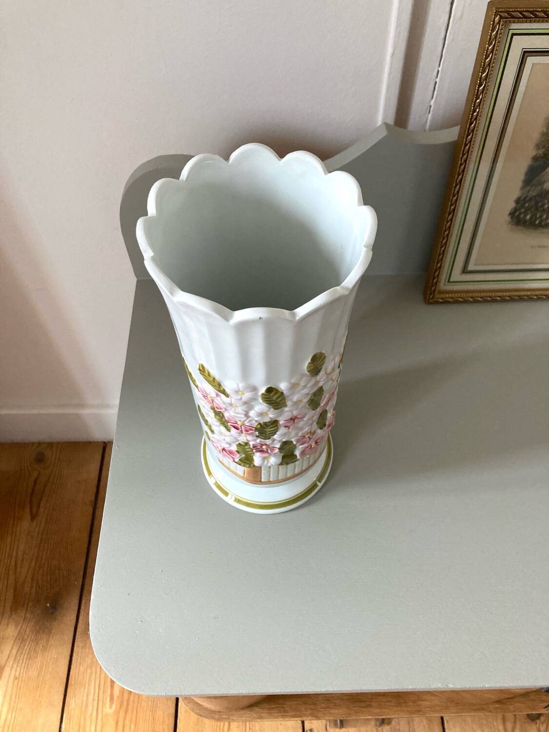 Large vintage vase with floral pattern