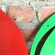 2 green and red apple magnetic panels