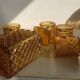 Vintage Italian liqueur service in amber glass – "Pointe de" work
