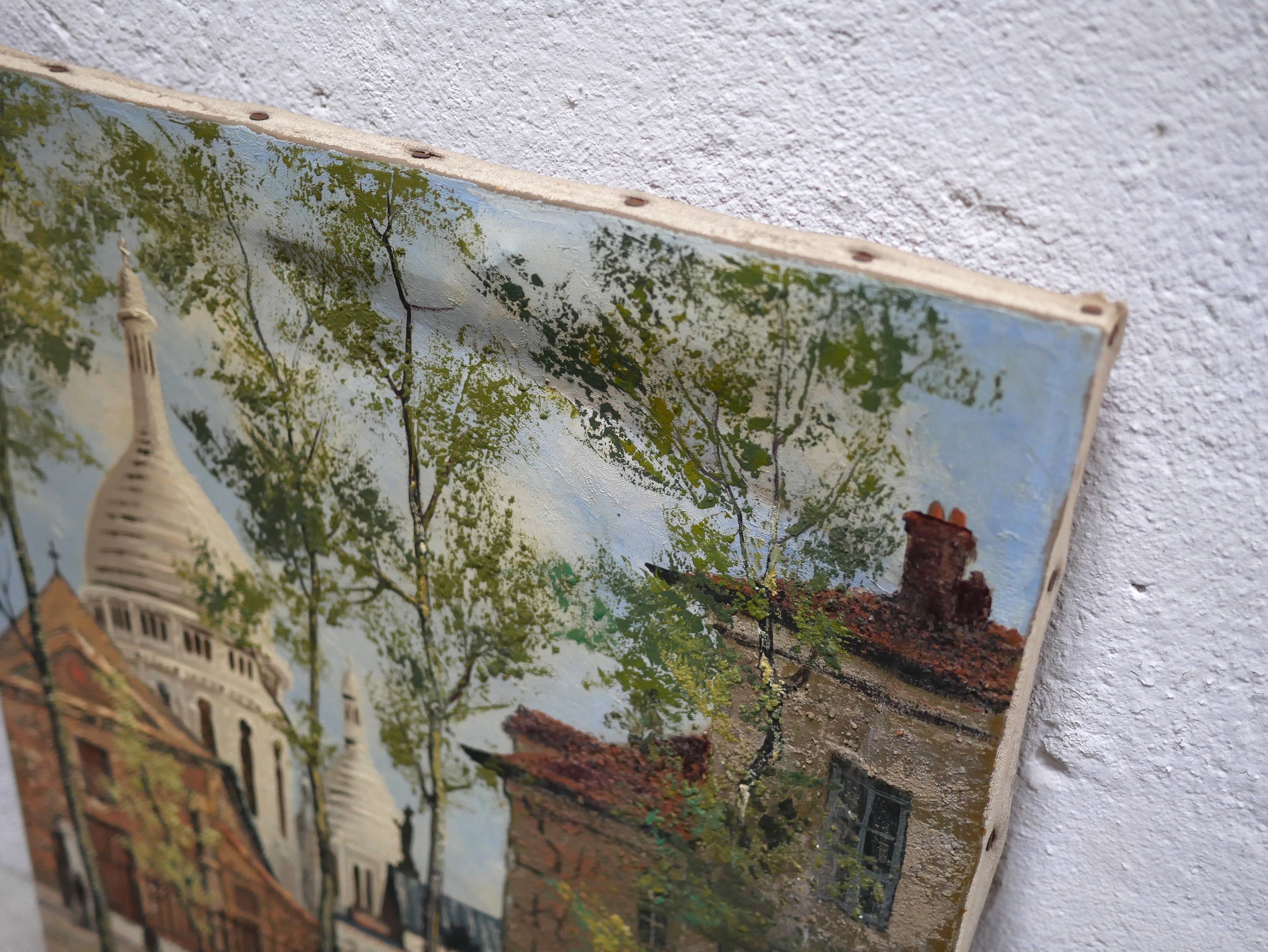Old painting painting on canvas Montmartre, Paris