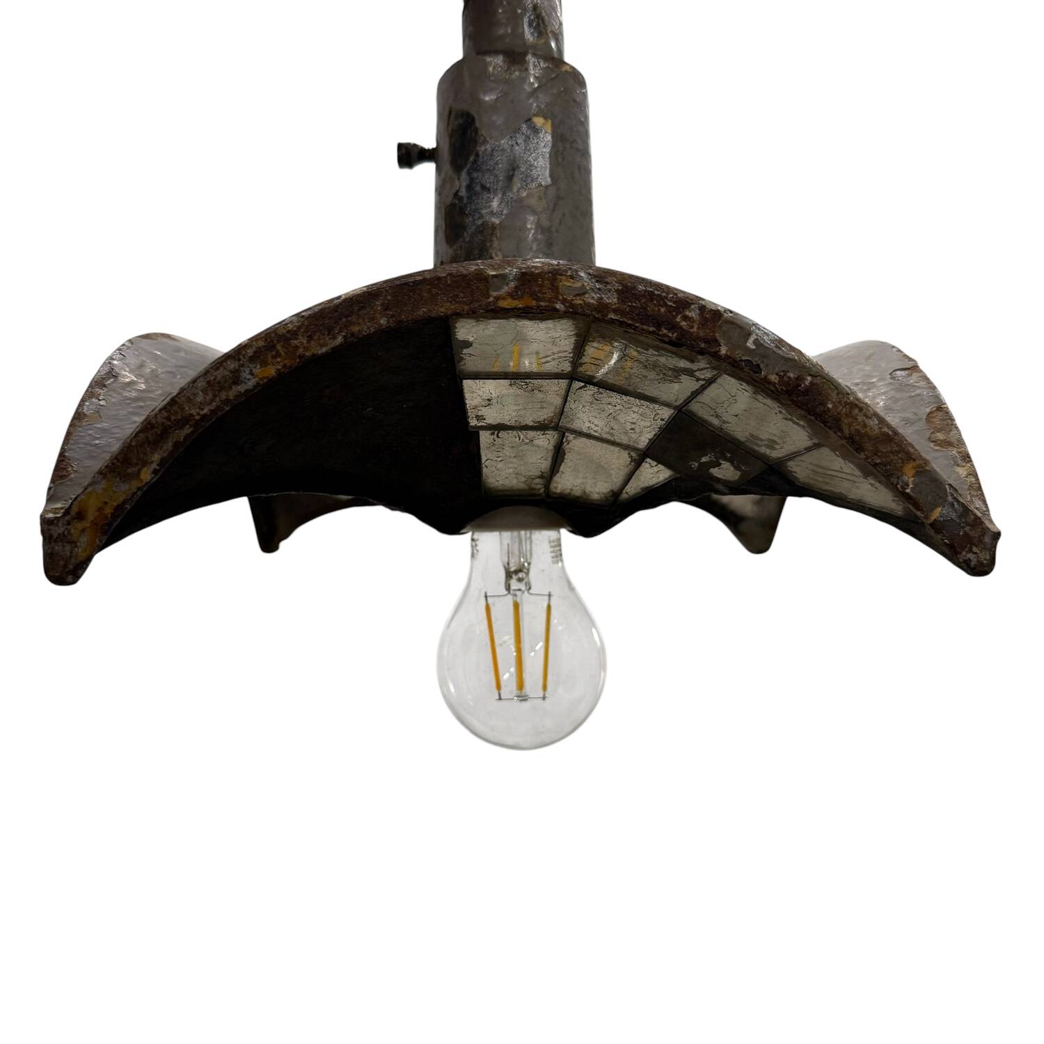 Nr. 1 Vintage industrial mirrored pendant light by Esla