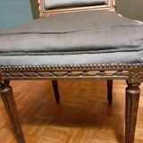 Chaise velours bleu et dorure