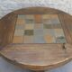 Brutalist coffee table in solid wood and stoneware tiles, circa 1960.
