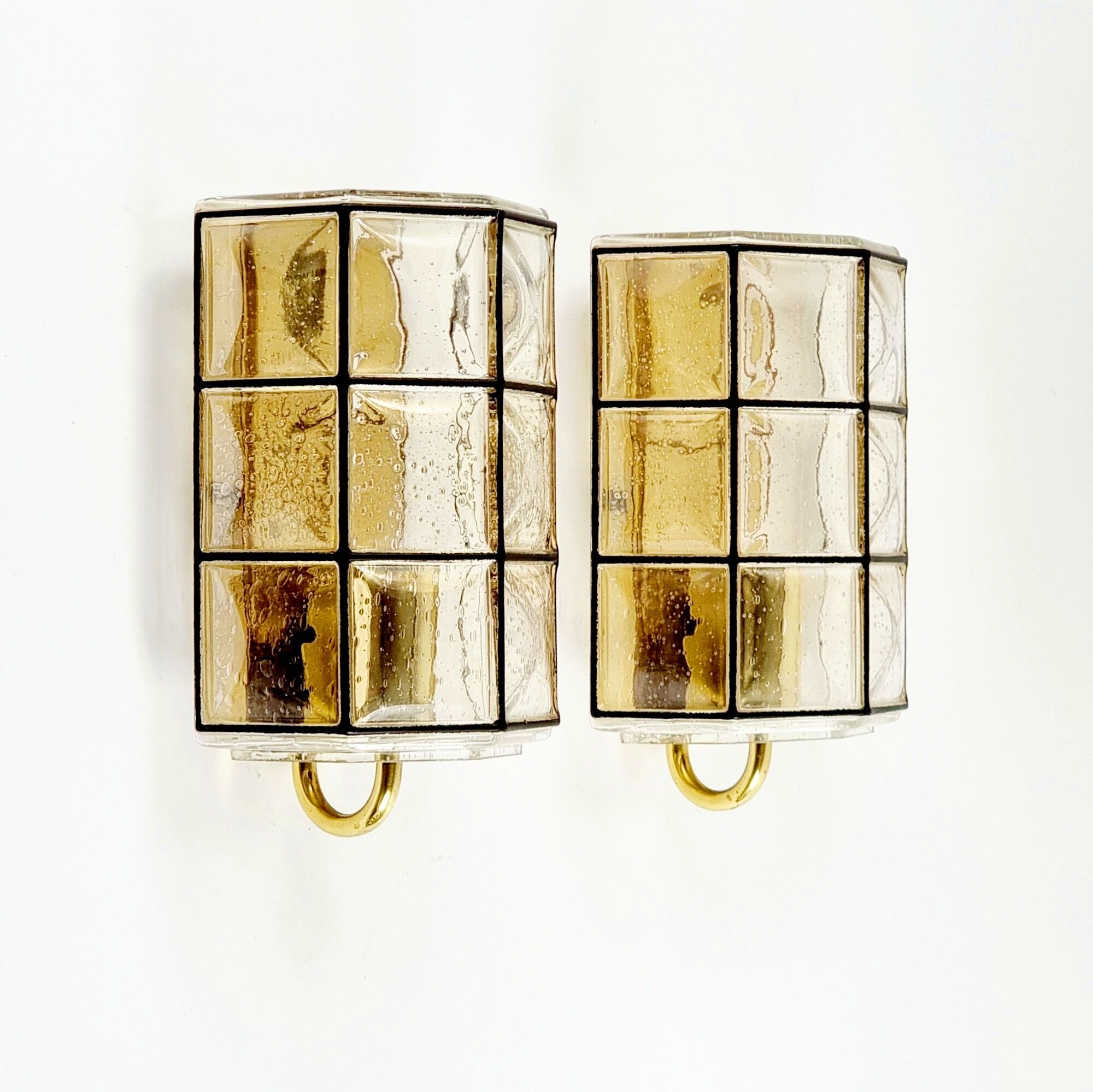 Mid-Century Bubble Glass & Iron Wall Lights from Limburg, Germany, 1960s