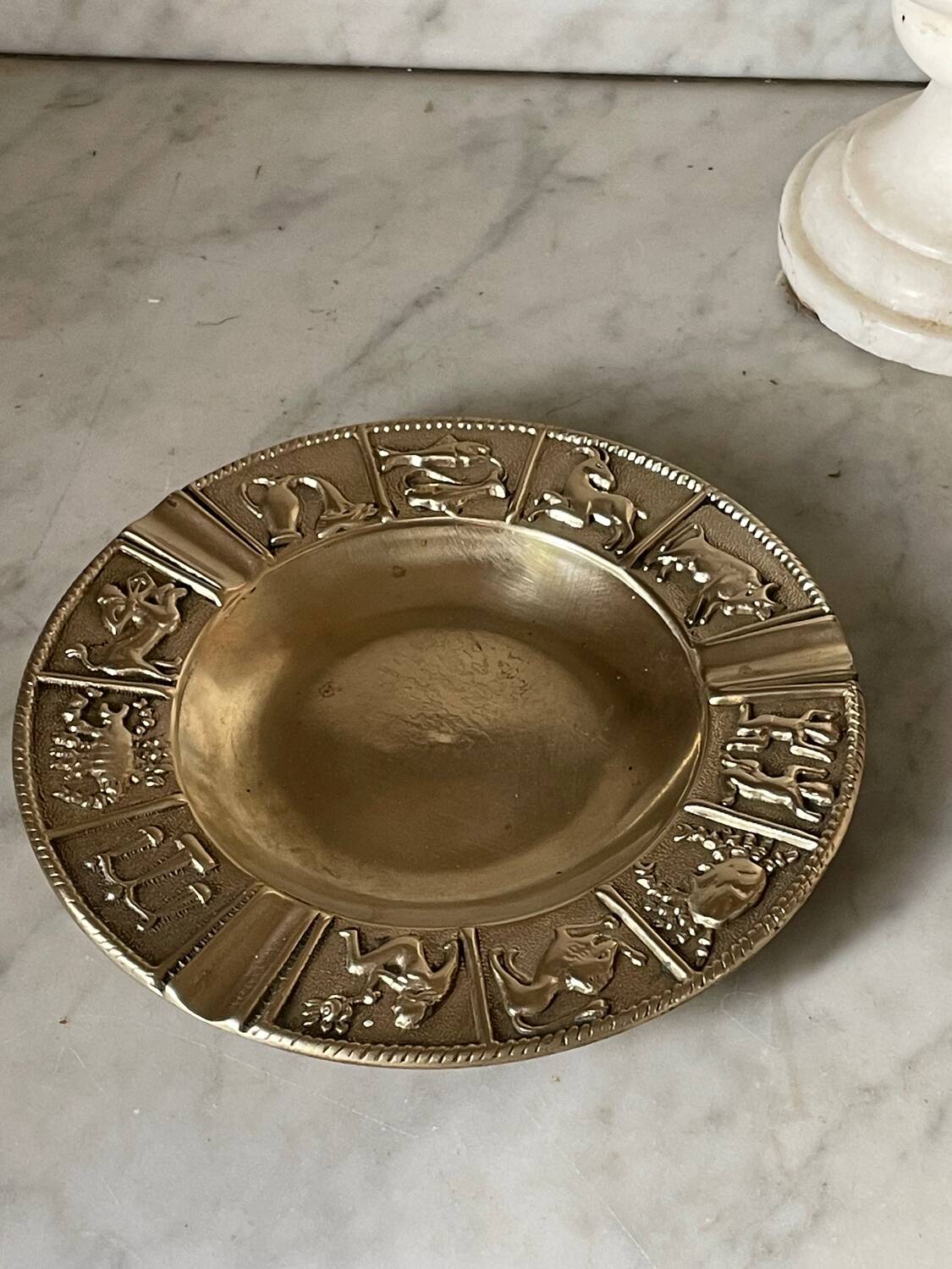 Vintage gilt bronze horoscope ashtray