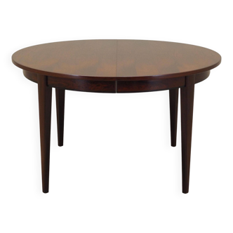 Table ronde en palissandre, design danois, années 1970, fabricant : Omann Jun