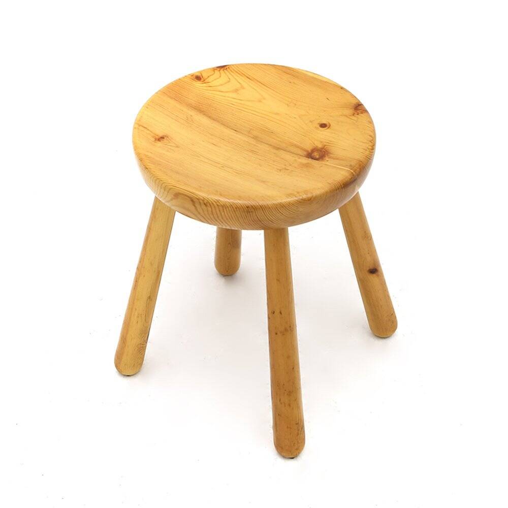 Solid pine stool, 1960s