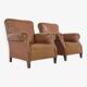 Pair of 50s club armchairs in imitation leather and wood