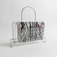 Vintage chrome metal magazine rack - Space Age design from the 1970s - Decorative storage for magazines and books - Elegant retro gift idea