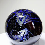 Large vintage purple art glass vase with silver glitter inclusions.