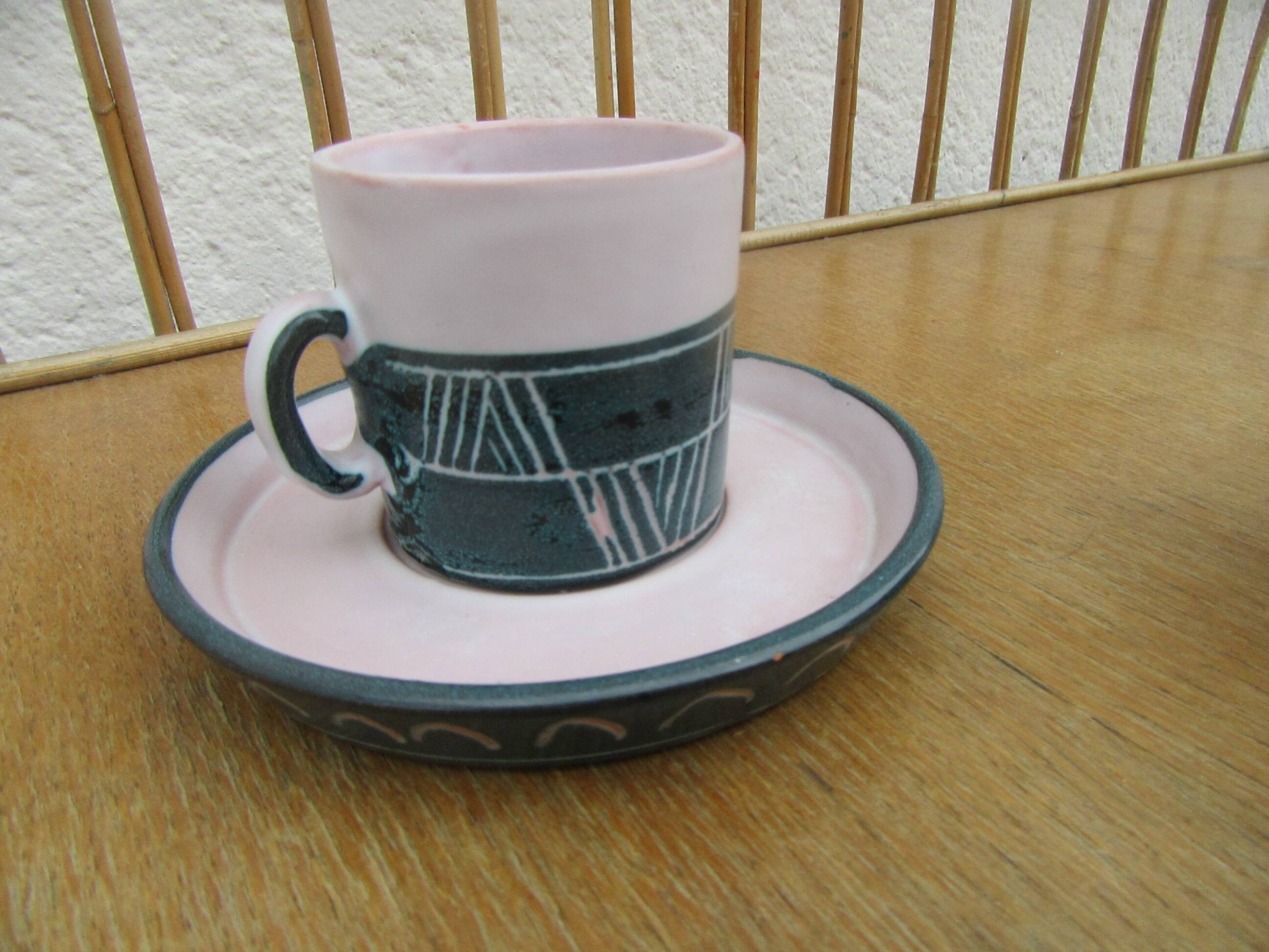 Ceramic set montgolfier yvan roy workshop - egg cup - pot - cup