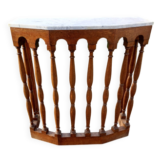 Oak and Marble Console