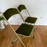 Green and gold vintage folding chair