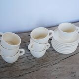 Series of 7 vintage ceramic cups and saucers by Le Pot de Terre