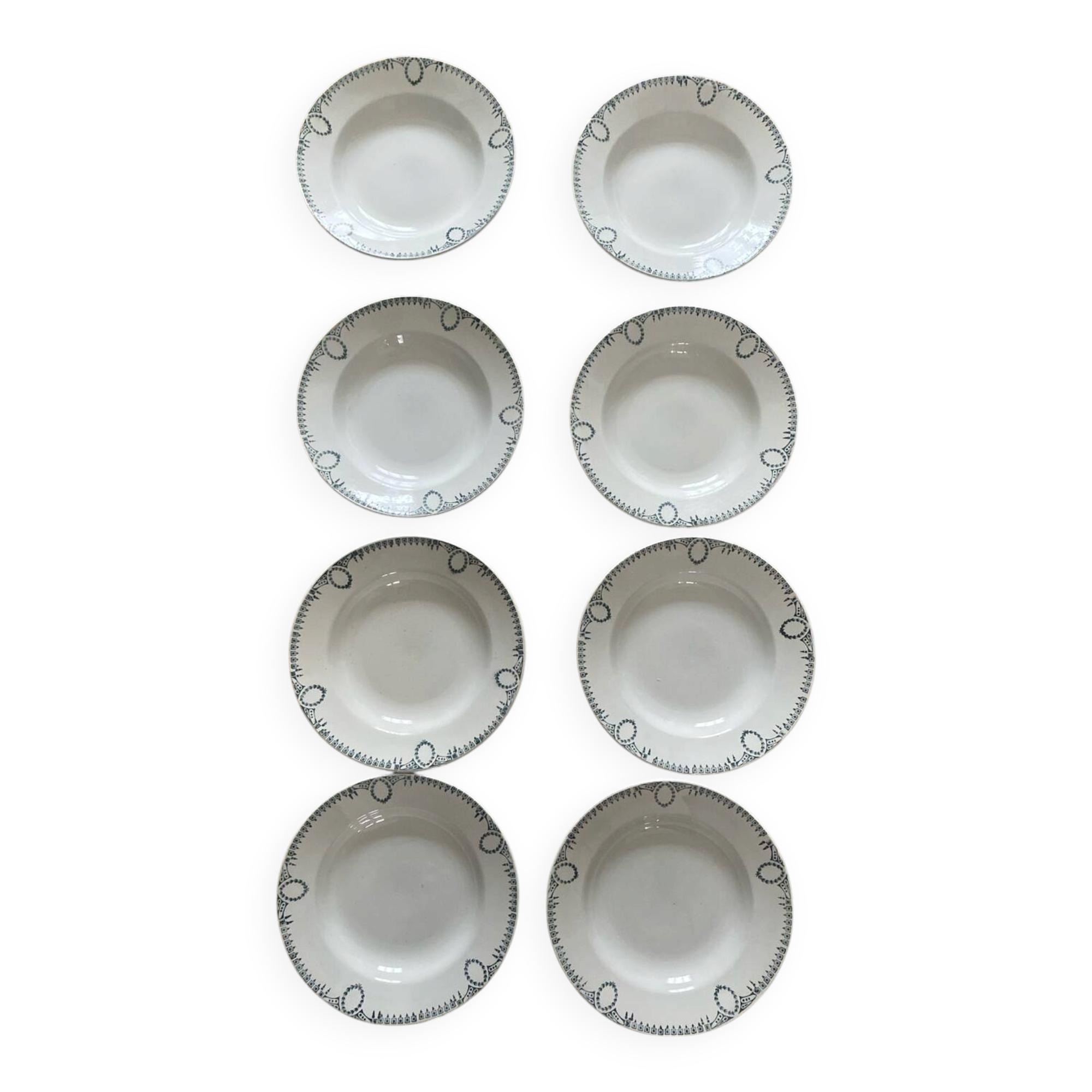 Set of 8 deep plates, Saint Amand ironstone.