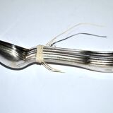 Set of 6 old teaspoons in silver metal - tulip frieze - Goldsmith Boulenger 1900 14cm