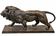 Bronze lion in motion with a brown patina, signed barye.