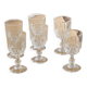 Lot de 6 verres à pied en verre blanc ciselé « Manon »