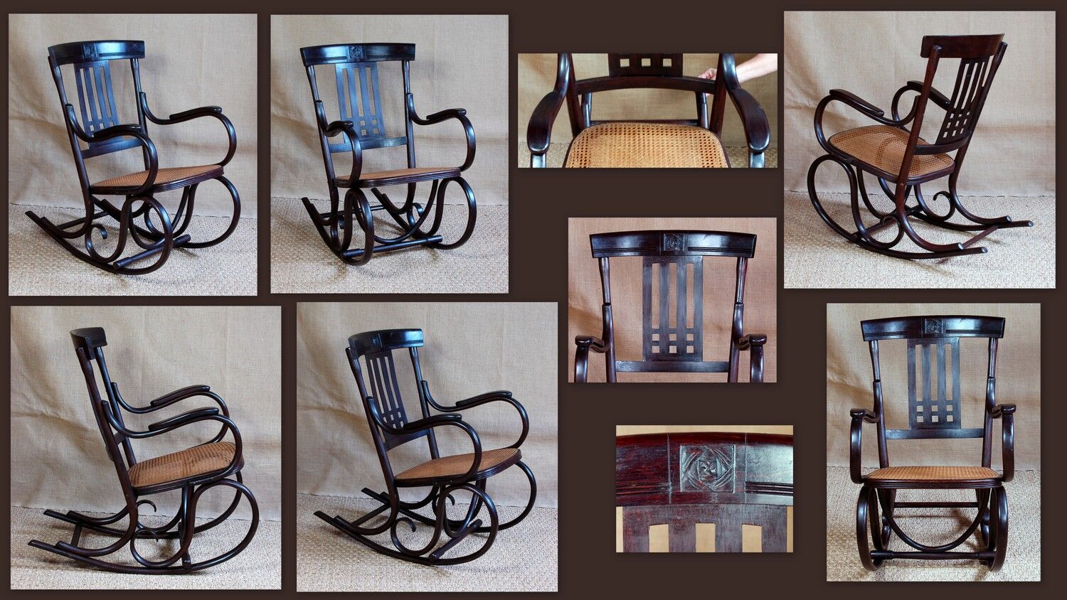 Rocking-chair art nouveau, Glasgow style Mackintosh