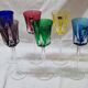6 colored stemmed glasses in Sèvres crystal, 1980