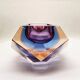1960s rare colours multifaceted ashtray or catch-all in Murano glass by Flavio Poli for Seguso. Made in Italy