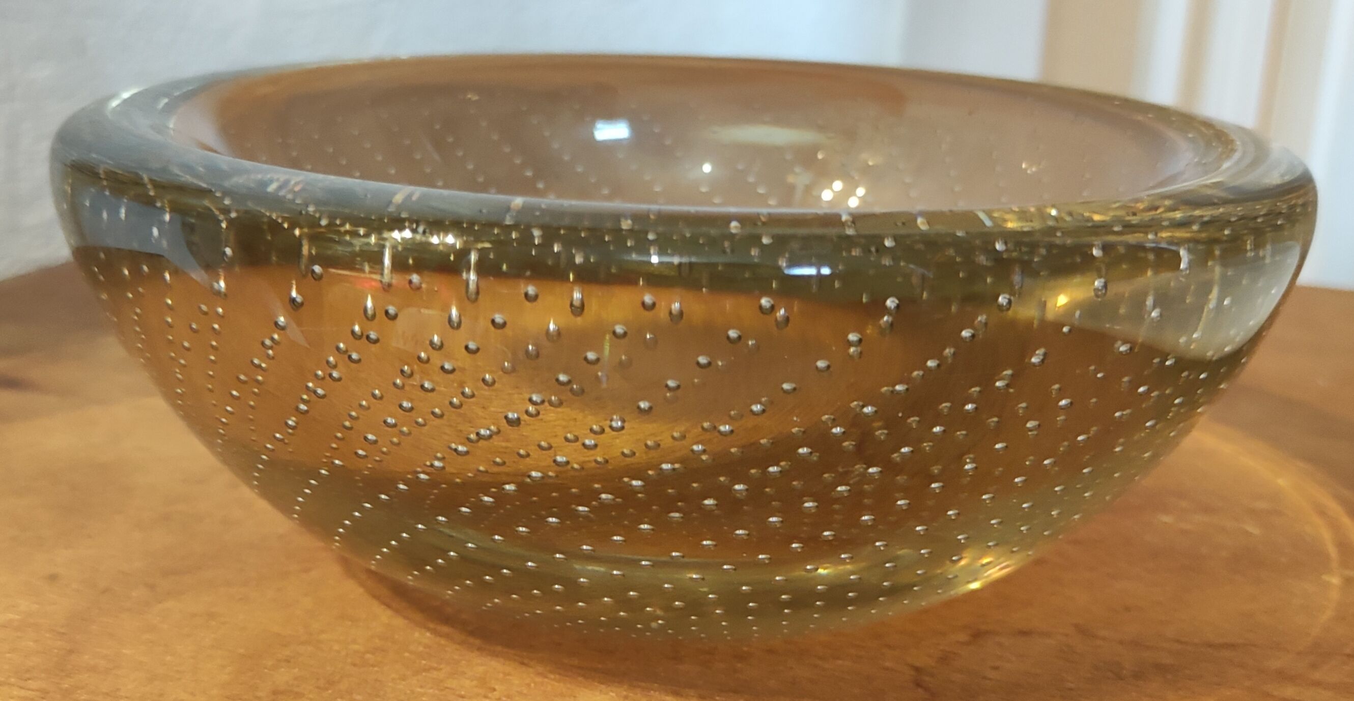 Bubbled crystal trinket bowl, 1960s