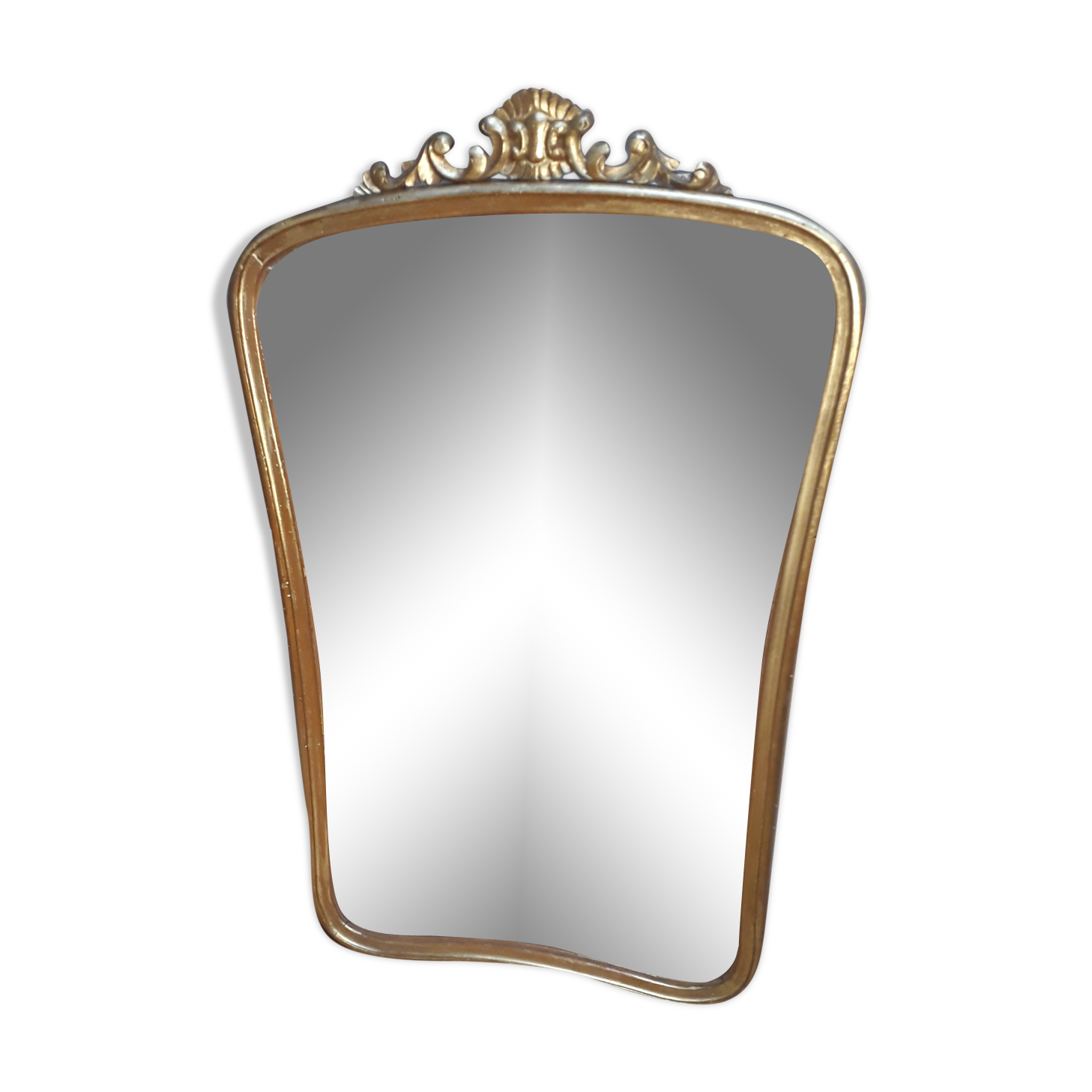 Miroir ciselé 1900 au mercure patine doré - 91x57cm