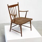 1950's dutch rattan and oak lounge / easy chair