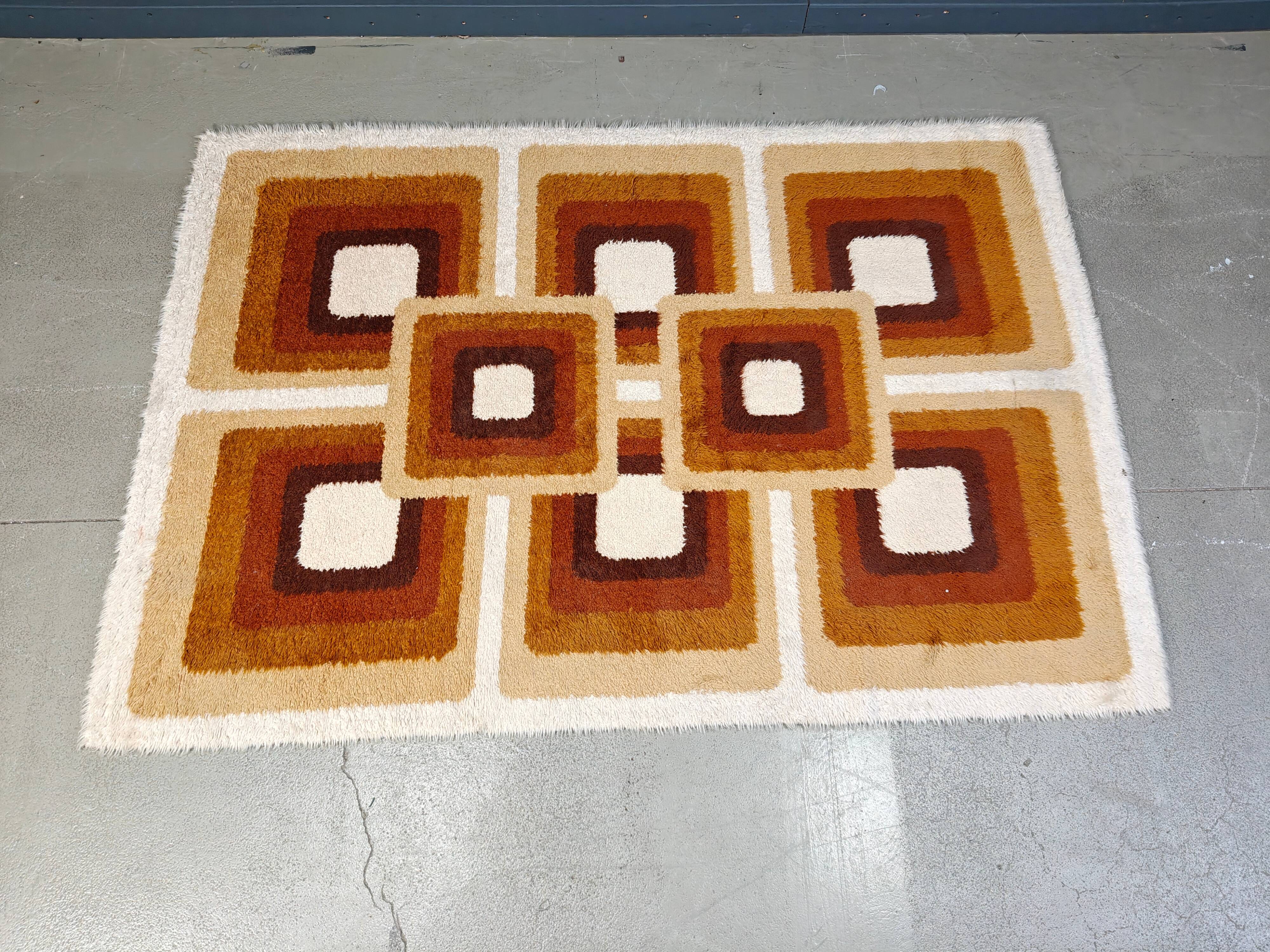 Vintage modernist rug, made in Belgium, 1970s