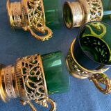 6 Moroccan style tea/coffee glasses with gold stand