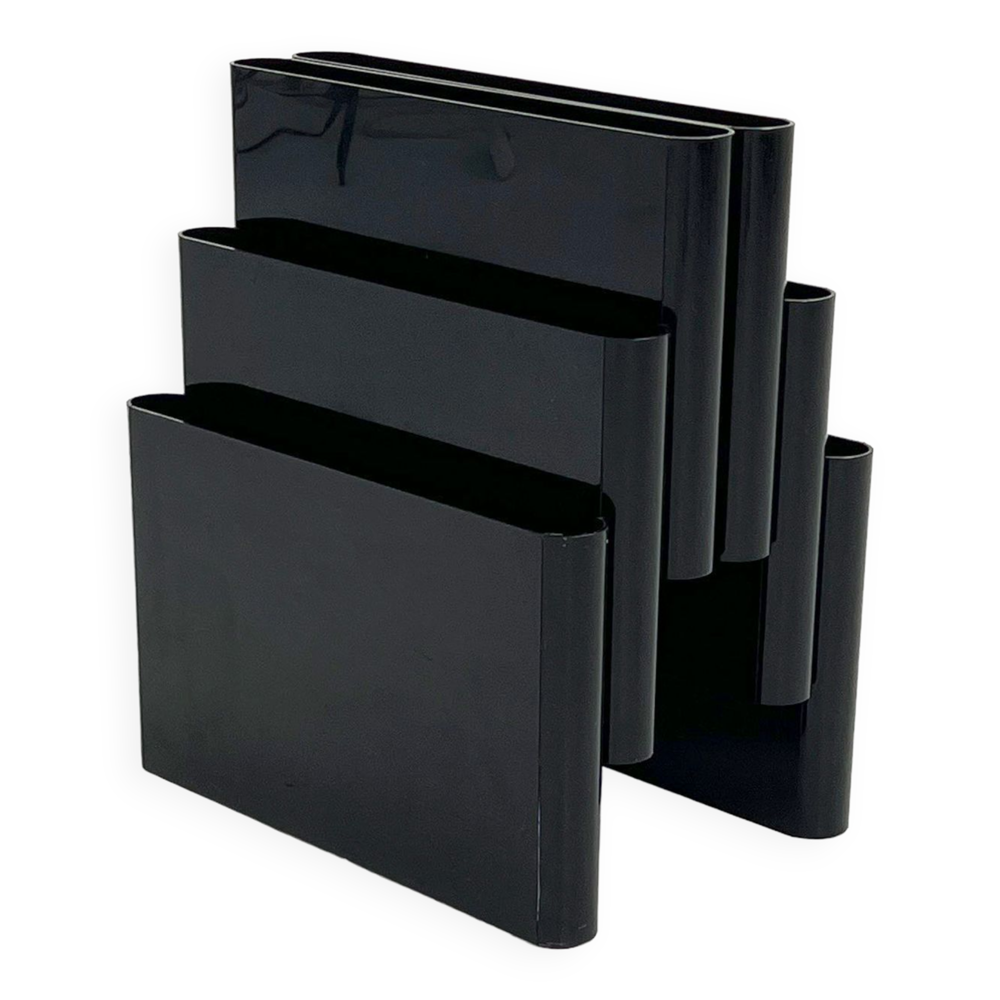 Black magazine rack by Giotto Stoppino for Kartell, 1970