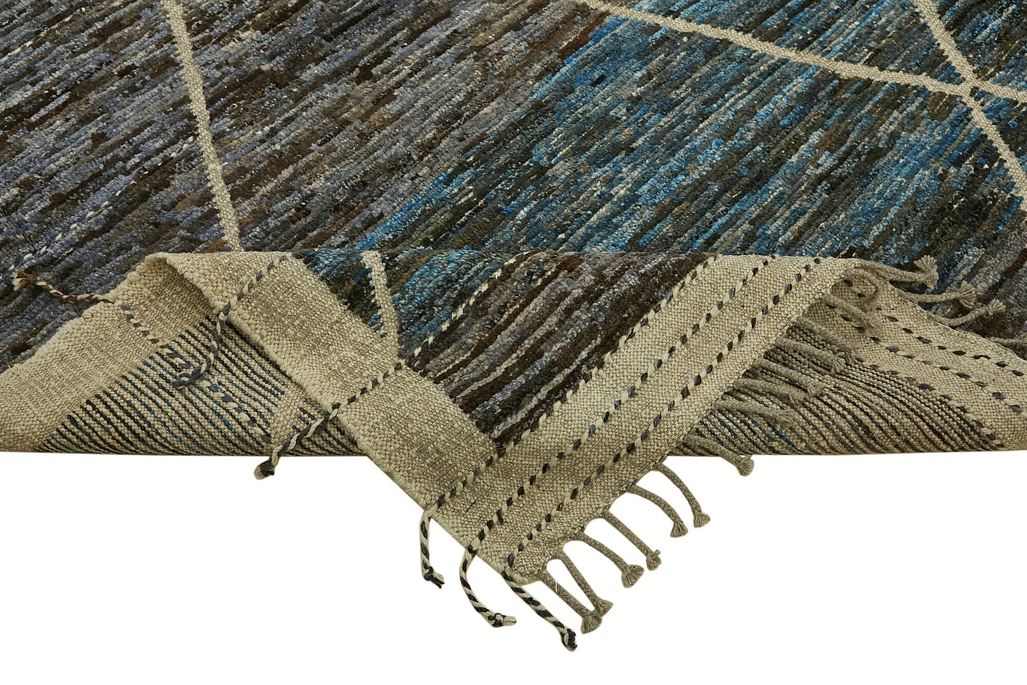 Hand-Knotted Turkish Contemporary 280 cm x 363 cm Blue Wool Carpet