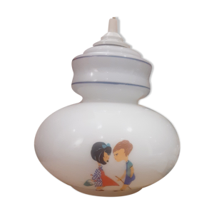 suspension en opaline épaisse année 70/80