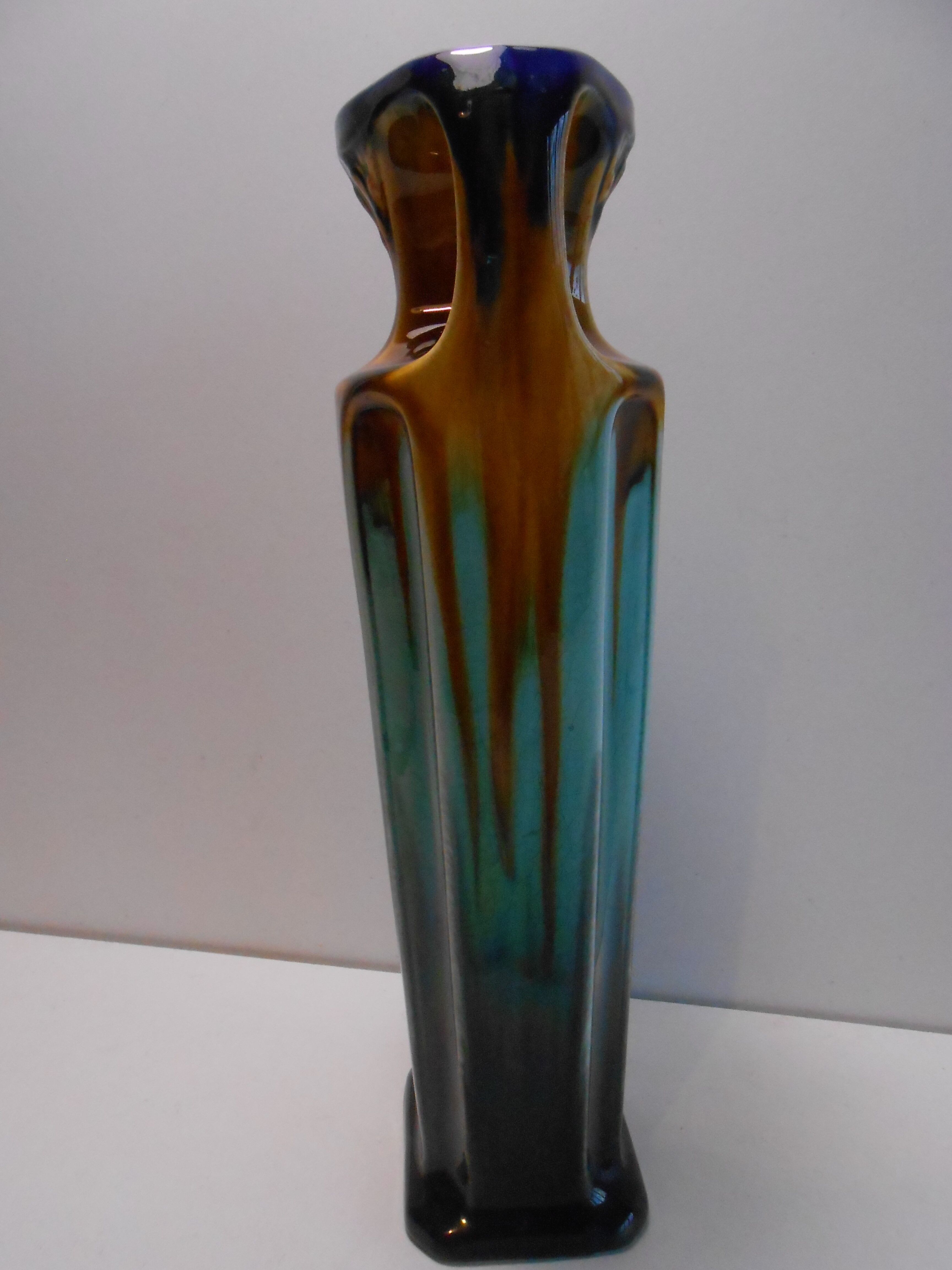 Vase polychrome art deco orchies