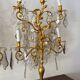 Pair of lamps in gilded bronze and crystal