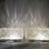 Pair rectangular ceiling or wall flush mount lamps